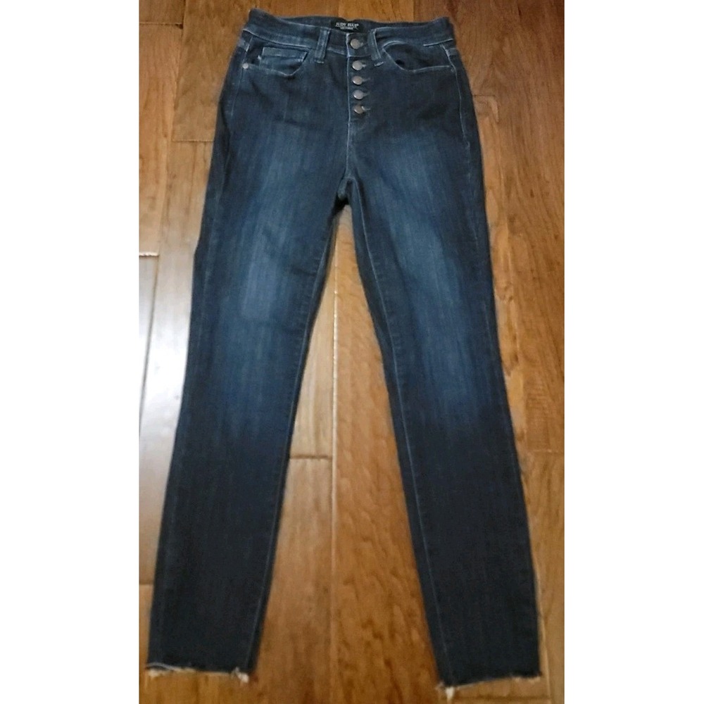 Judy Blue Women's Blue Skinny Fit Button Fly Stretch‎ Jeans Sz 3 26x26 Unhemmed